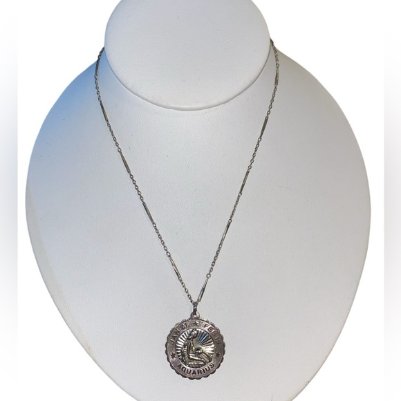 Crea Ster Vintage Zodiac Aquarius Pendant with Monet Chain - Picture 4 of 5